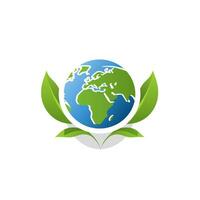 énergie vert rempli vert, bleu logo. globe avec feuilles Facile icône. durabilité affaires valeur. conception élément. établi avec artificiel intelligence. ai art pour entreprise l'image de marque vecteur