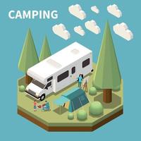 concept isométrique de camping vecteur