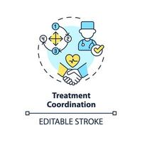 2d modifiable multicolore traitement coordination icône, Facile isolé vecteur, médical tourisme mince ligne illustration. vecteur