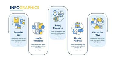 2d en mouvement un service vecteur infographie modèle avec linéaire Icônes concept, Les données visualisation avec 5 pas, processus chronologie graphique.