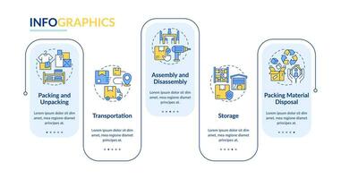 2d en mouvement un service vecteur infographie modèle, Les données visualisation avec 5 pas, processus chronologie graphique.