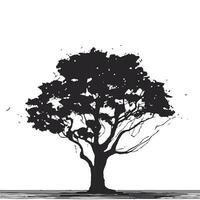 silhouette de gros arbre dans été sur isolé blanc Contexte vecteur