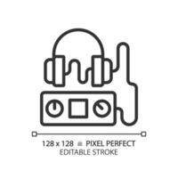audiomètre pixel parfait linéaire icône. audition examen. audiométrie test. oreille santé. vérifier en haut. primaire se soucier. mince ligne illustration. contour symbole. vecteur contour dessin. modifiable accident vasculaire cérébral