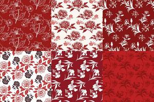 rouge et blanc floral modèle collage avec des roses vecteur