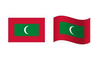 rectangle et vague Maldives drapeau illustration vecteur