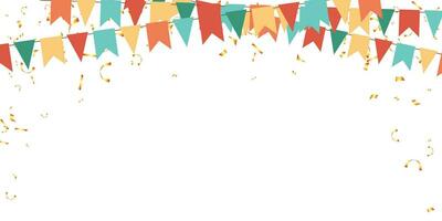 drapeau guirlandes et chute confettis rétro isolé ornement Contexte pour anniversaire, faire la fête, Festival vecteur