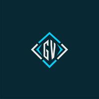 logo monogramme initial gv avec un design de style carré vecteur