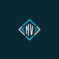 logo monogramme initial mv avec un design de style carré vecteur