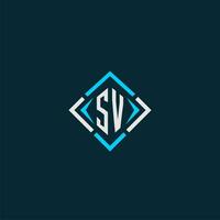 logo monogramme initial sv avec un design de style carré vecteur