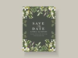 modèle d'invitation de mariage dessiné à la main floral verdure vecteur