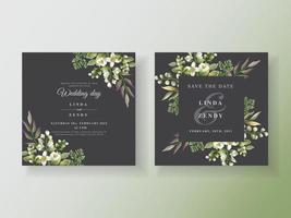 modèle d'invitation de mariage dessiné à la main floral verdure vecteur
