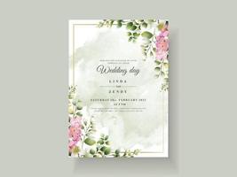 beau modèle d'invitation de mariage floral vecteur