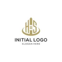 initiale hs logo avec Créatif maison icône, moderne et professionnel réel biens logo conception vecteur