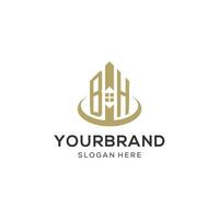 initiale bh logo avec Créatif maison icône, moderne et professionnel réel biens logo conception vecteur