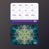 Calendrier de poche. Modèle de conception Mandala vecteur