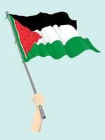 Palestine drapeau avec main tenir il vecteur
