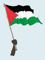 Palestine drapeau avec main tenir il vecteur