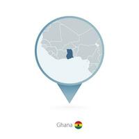 carte épingle avec détaillé carte de Ghana et voisin des pays. vecteur