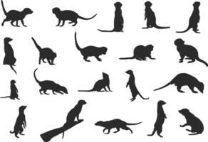 suricate silhouettes, suricate silhouettes ensemble, suricate agrafe art, suricates vecteur illustration