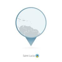 carte épingle avec détaillé carte de Saint lucia et voisin des pays. vecteur
