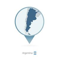 carte épingle avec détaillé carte de Argentine et voisin des pays. vecteur