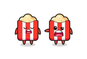 illustration de la dispute entre deux personnages mignons de pop-corn vecteur