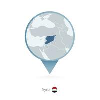 carte épingle avec détaillé carte de Syrie et voisin des pays. vecteur