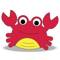 rouge Crabe dessin animé isolé sur blanc Contexte. vecteur. mignonne crabe. enfant dessin. ligne dessin illustration. vecteur