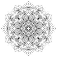 noir mandala lignes cercle fleurs avec tourbillonnant lignes pour coloration, pratiquant méditation. vecteur