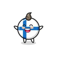 personnage de dessin animé d'insigne de drapeau de la finlande bébé heureux vecteur