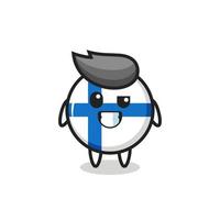 Adorable mascotte d'insigne du drapeau finlandais avec un visage optimiste vecteur