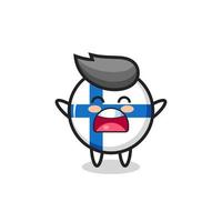 jolie mascotte d'insigne du drapeau finlandais avec une expression de bâillement vecteur