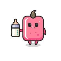 personnage de dessin animé bébé bubble-gum avec bouteille de lait vecteur