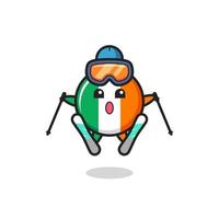 insigne du drapeau de l'irlande mascotte en tant que joueur de ski vecteur