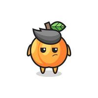 personnage d'abricot mignon avec une expression suspecte vecteur