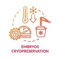 Icône de concept rouge de cryoconservation d'embryons vecteur