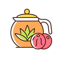 icône de couleur rvb thé en fleurs vecteur