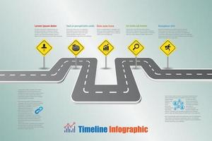 modèle d'infographie de calendrier de feuille de route d'entreprise avec panneau de signalisation vecteur