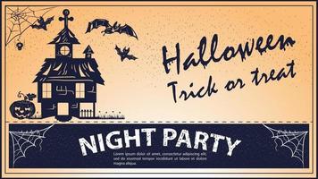 invitation vintage pour la maison de vacances d'halloween avec des fantômes vecteur
