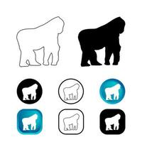 jeu d'icônes animal gorille abstrait vecteur