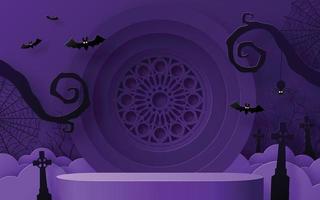 conception de fond de festival d'halloween avec podium 3d vecteur