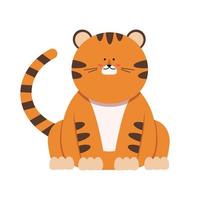 mignon petit personnage de tigre dans un style plat. symbole nouvel an chinois vecteur