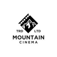 création d'icône de logo noir premium film de montagne d'aventure vecteur