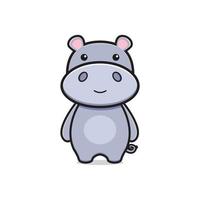 mignon hippopotame mascotte personnage logo dessin animé icône illustration vecteur