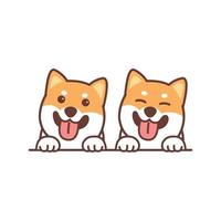 mignon chien shiba inu souriant sur mur dessin animé, illustration vectorielle vecteur