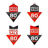 collection de badges de promotion de méga vente vecteur