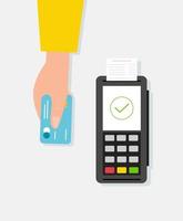 paiement par carte de crédit à l'aide d'un terminal pos. vecteur
