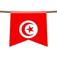 les drapeaux nationaux tunisiens sont suspendus à la corde. vecteur