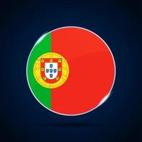 icône de bouton de cercle de drapeau national du Portugal vecteur
