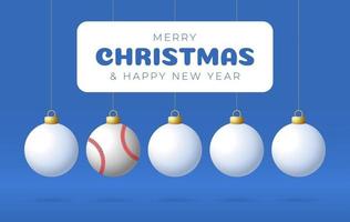 baseball joyeux noël et bonne année carte de voeux sport vecteur